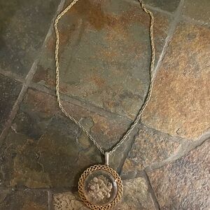 Vintage Floral Medallion Pendant Necklace - Gold and Silver